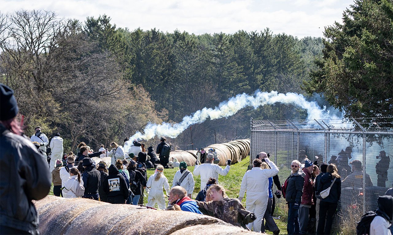 Police firing tear gas at activists